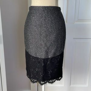 J.Crew gray tweed skirt with black lace and sequence